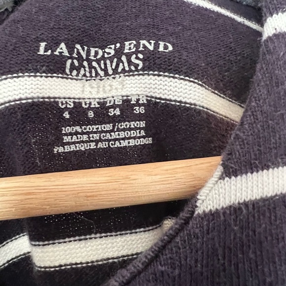 Lands’ End navy and white striped cotton dress - size 4 - Picture 3 of 4